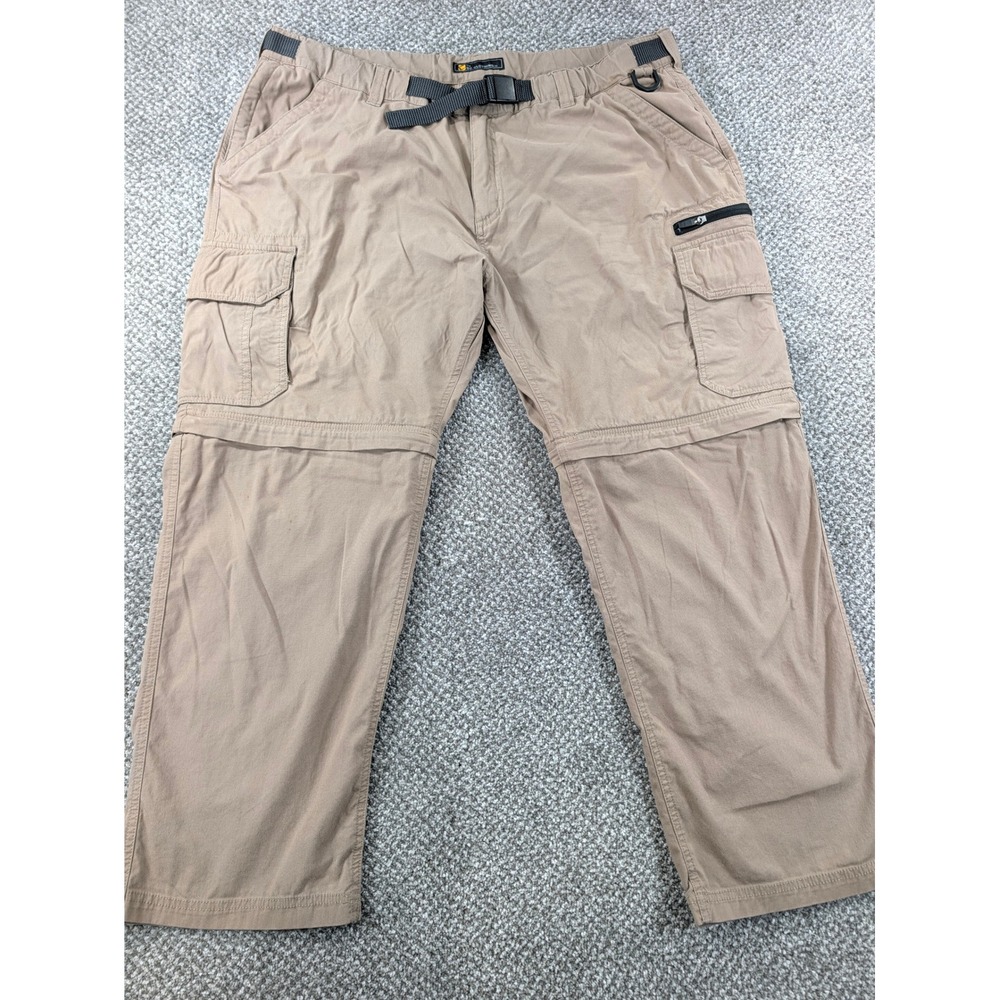 BC Clothing Mens XXL x 29 Convertible Cargo Pants Tan Khaki Hiking Zip Off Belt